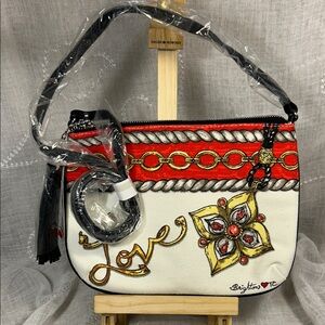 NWT Brighton Canvas and leather shoulder bag